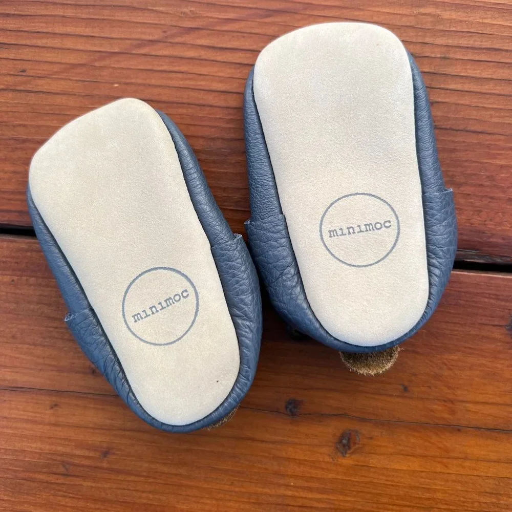Minimocs Blue Premium Leather Moccasin Babyshoes